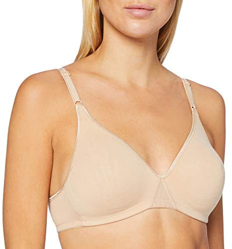 Nur Die Baumwoll BH bügelloser doppellagiger Softcup-BH Bra weich bequem unsichtbar nahtlos unter der Kleidung Damen, Haut, 95B