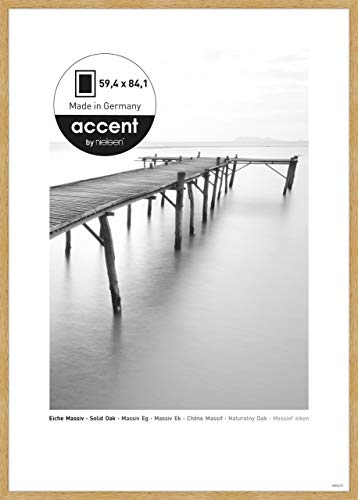accent by nielsen Bilderrahmen, 59,4 x 84,1 cm (A1), Holz, Eiche, Posterrahmen zum Aufhängen im Hoch- & Querformat, Echtglas, Scandic
