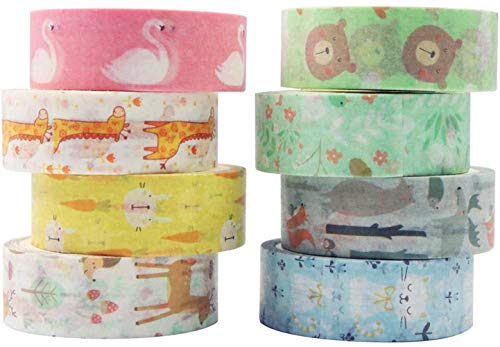 YUBX Washi Tape Klebeband Papier Dekorativ Masking Tape für Scrapbooking Handwerk Handwerk (kleine Tiere)