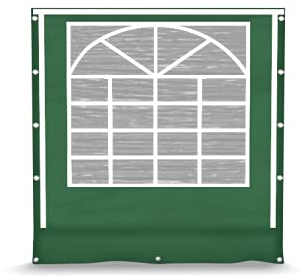 Das Company Parete Laterale in PVC, 2 x 2 m, 4 Pezzi, Parete con Finestra, 500 g/m2, Verde Scuro
