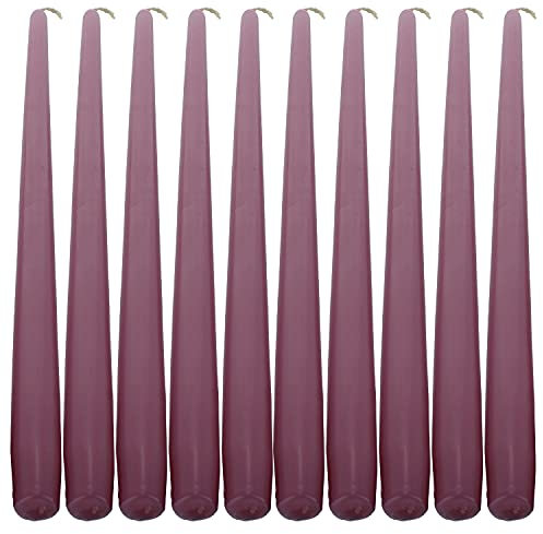 Deli Supplies Dinner Party Christmas Table Decor Bistro Candles Non Drip Tapered 9” 24cm Tall Taper Candle 7 Hour Burn Time Smokeless and Dripless Quality Wax (Old Rose/Pink, 10)