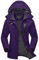 KEFITEVD Veste de Ski d'hiver pour Femme Veste Softshell d'Extérieur Veste Polaire Imperméable Multi-Poches,Violet Foncé,L