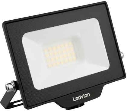 Ledvion - Projecteur LED, Incl. Câble 0,5M, 20W, 4000K, 2200 Lumens, IP65 Étanche, Connexion Rapide Incluse