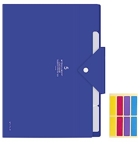KONVINIT Fächermappe A4,Dokumentenmappe A4 4 Fächer,Erweiterbar Ordnungsmappe Organizer Folder mit Schnalle Mappen Ordnersystem Document Organizer,navy blau