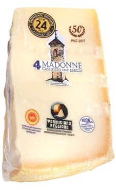 4 Madonne Parmigiano Reggiano DOP, mindestens 24 Monate gereift, ca. 1.000 Gramm original Parmesan Käse, Laktosefrei
