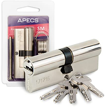 Generic APECS Zylinderschloss Profilzylinder 50/50 mm für Türschloss Haustür mit 5 Schlüsseln Modell SM-100 50/50