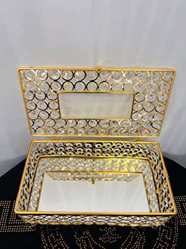 Kosmetiktücherbox Taschentuchbox Tücher Box Gold Spiegel Optik Strass Steine NEU