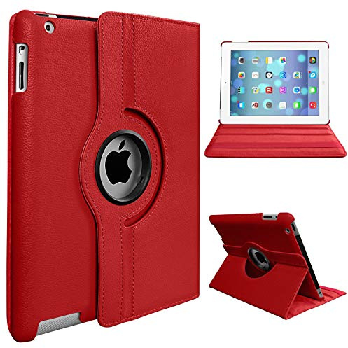 Rotate 360 Leather Cover For Apple iPad Mini 1 (2012) For Apple iPad Mini 2 (2013) and For Apple iPad Mini 3 (2014) (Red)