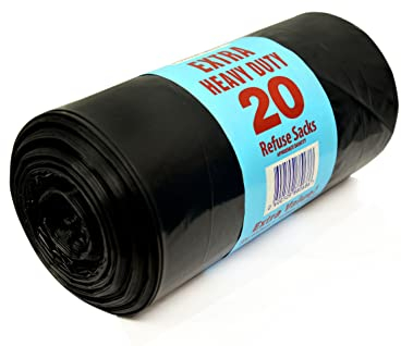 Homewise 20 Thick Bin Bags Extra Heavy Duty 100L Bin Bag Refuse Sacks Pack Of 20 Eco Friendly Black Bags For Rubbish Home Offices Garden Thick Extra Strong Bin Liners Made from Recycled Material