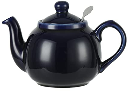 London Pottery Farmhouse Théière avec infuseur, en céramique, bleu cobalt, 2 tasses (600 ml)