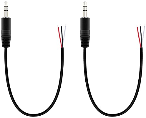 Greluma 2 Piezas Enchufe Macho de 3.5 mm a Extremo Abierto de Cable pelado, Conector Jack Estéreo de 30 cm TRS de 3 Polos de 1/8 para reparación de Cable de Audio