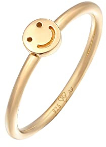 Elli Ring Damen mit Smiling Face Trend Pinky Ring in 925 Sterling Silber