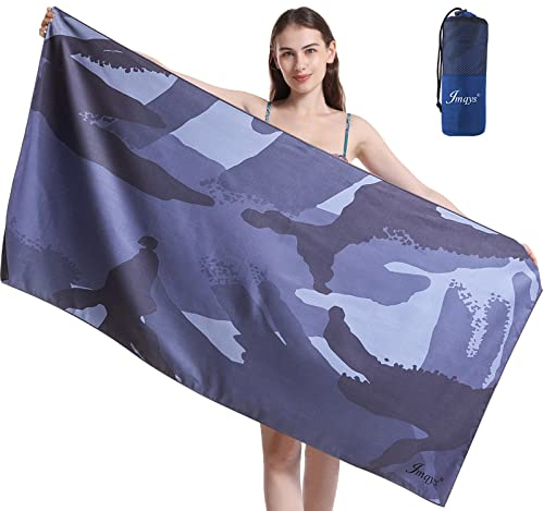JMQYS Mikrofaser Strandtuch Schnelltrocknend Handtücher Groß 160x80cm, Ultra Leicht Sandfreie tragbare Strandhandtuch Badehandtuch für Männer Frauen Mädchen, perfekt für Strand Reise Sport Sauna Yoga