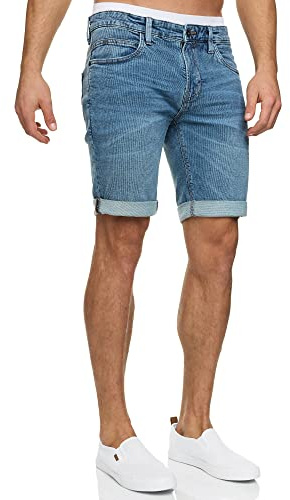 Indicode Herren INDanny Jeans Shorts mit 4 Taschen | Herrenshorts Used Look für Männer Salty Bleach, M