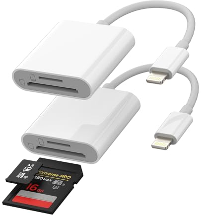 iPhone Card Reader Lightning to Micro SD TF Flash Adapter 2in1(2Pack)Camera Memory Accessories for Apple MFI 11 12 13 14 Pro Max X XS XR SE 7 8 Plus Ipad Air Mini 2020 Compact Photo Photography Viewer