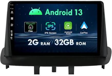 2 Din Android 12.0 Autoradio per Renault Megane 3 Fluence 2008-2014- Navigazione GPS- Caméra Free - 9 pollici IPS- Supporta DAB+/Controllo del volante/4G/WiFi/Bluetooth/Mirrorlink/Carplay