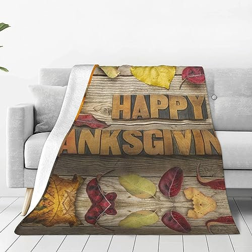 Couverture polaire ultra douce en micropolaire ultra douce pour climatiseur, lit, canapé, salon, 127 x 101,6 cm, citrouille et feuilles