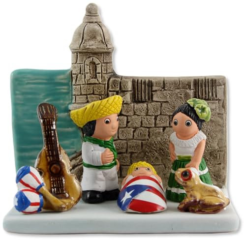 Die handbemalte Kollektionskeramik Krippe aus der ganzen Welt (Puerto Rico Zwei)