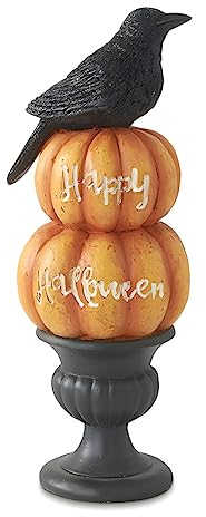 horror-shop Happy Halloween Kürbis & Krähe Dekofigur 22cm