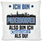 Kissen mit lustigem Spruch und Wunschtext auf der Rückseite | Ich bin Paderborner also bin ich cooler als du! | Fußball Deko-Kissen für Paderborn Fan | Skyline deiner Stadt | 40cm x 40cm |