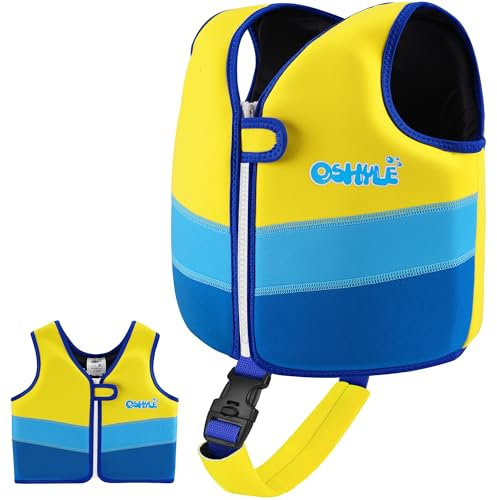 OSHYLE Kinder Schwimmweste - Jungen Mädchen Neopren Schwimmen Jacke Kleinkind Schwimmen Floating Neopren Schwimmweste für 1–9 Jahre (M(3-6), SS-BU)
