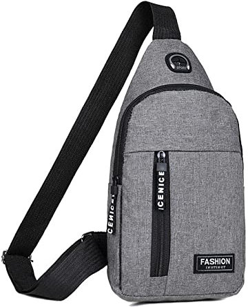 UnoSheng Taschen Regenschirm Damen Männer Frauen Kleine Sling Crossbody Brusttasche Mehrzweck-Sling-Geldbörse One Strap Reisesporttasche mit Kopfhörerloch Leggings Mit Taschen Blau (Grey, One Size)