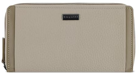 bugatti Sina Lange Reißverschluss-Damenbörse aus echtem Leder, Geldbörse Frauen, beige