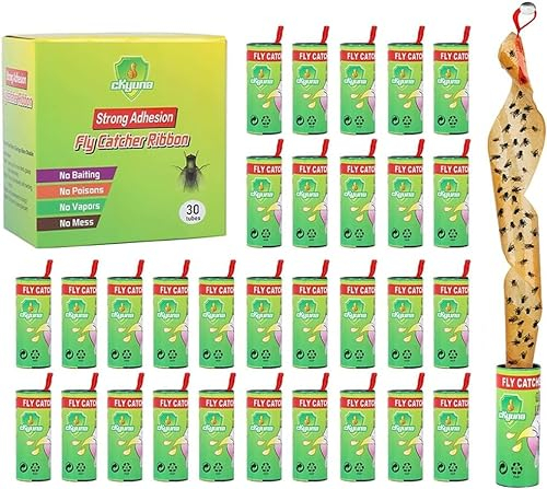 30 piezas de papel mosca, tiras para moscas sin pesticidas, adhesivo fuerte antimoscas, trampas para moscas pegajosas, papel para moscas para uso en interiores y exteriores