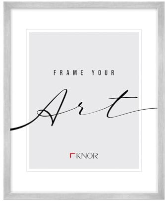 Knor Bilderrahmen 24x30 cm Silber, Bilderrahmen, Fotorahmen, bruchsicheres Acrylglas, Picture Frame 24x30, zum Aufhängen & Aufstellen, Kunststoffrahmen, Wand- und Tischaufstellung