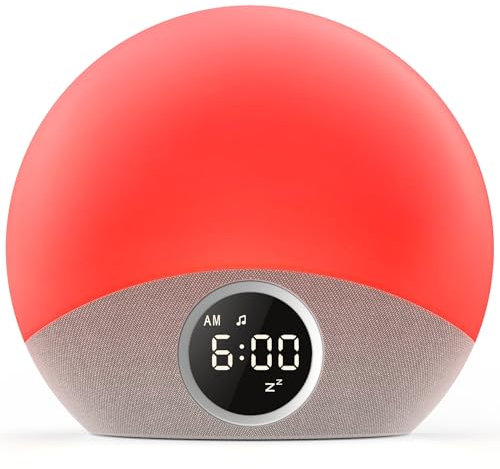 Dreamegg Sunrise Alarm Clock - Wake up Light Alarm Clock, Sound Machine with 30 Sound, Bedside Lamp, Digital Dimmable, 8 Nightlight for Sleeping Night Feeding Reading, White Noise for Adults Baby Gift
