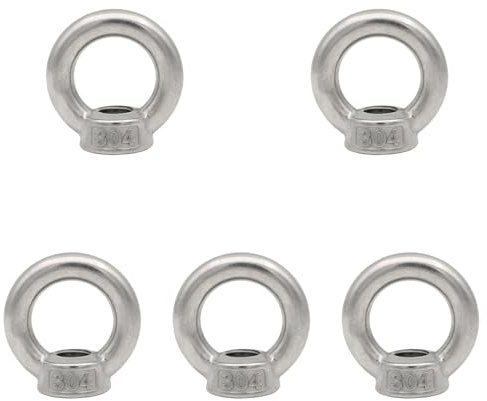 Leliafleury 5Pcs Lifting Eye Nut M12 Stainless Steel Round Shape Ring Nuts Ring Female Threaded Nuts for Lifting Accessories Eye bolt Screw