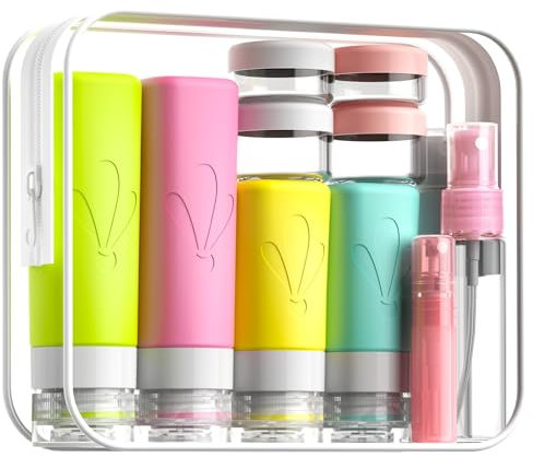 INSFIT 17 Pack Silicone Travel Bottles Set - CAA Compliant Leakproof Toiletries Containers, Reusable Travel Size Accessories for Women & Men, Airplane Essentials, Shampoo Lotion Organizer