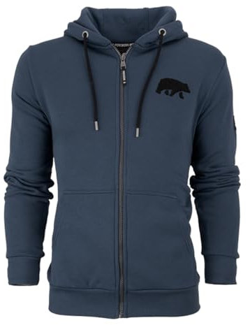 FORSBERG Zip-Hoodie mit Frottee Logo, Frontzipper, geräumige Bauchtaschen, Farbe:blau, Größe:L