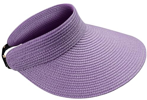 MK MATT KEELY Sonnenhut Damen Foldable Strohhut Visor Cap Einfarbig Sommer Strandhut mit Breiter Krempe,Lila