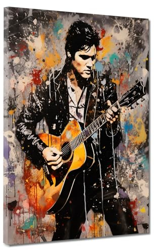 Pop Art Kunstwerk Elvis Leinwandbild Wandbild Kunstdruck XL Deko Größe 30x40x2cm