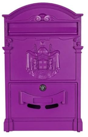 HYKJCSS Postkasten Briefkasten Briefkästen Abschließbarer Sicherer Briefkasten Vintage Metallbriefkasten Garten Wandbriefkasten Brifkasten Briefkästen(Purple)