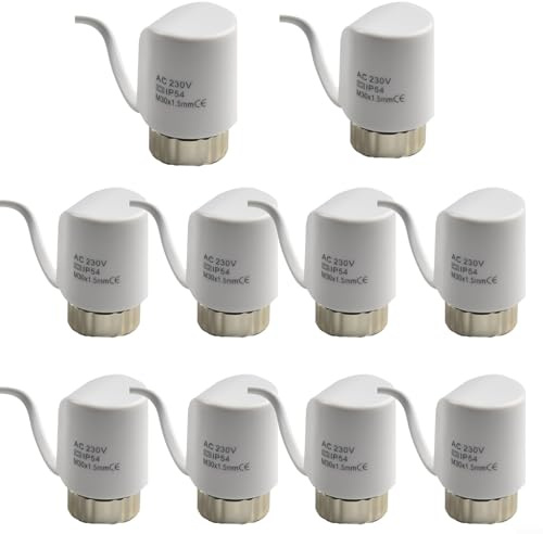 Besttoolifes 10 Pack Thermostatic Valve Actuator, AC230V Electric Thermal Actuator, Normaly Open/Closed For Floor Heating Radiator Valve for Heating Circuit Manifolds(Normally Open)