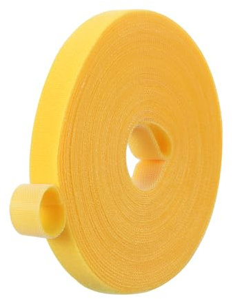 PATIKIL 0.6 pulgadas x 33 pies Cinta de Gancho y Bucle, Tiras de Nylon de Doble Cara Correas Reutilizables de Cierre de Cable Rollo Cinta de Gestión de Cables Multiusos, Amarillo