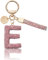 MORSUNBELA Portachiavi ragazza portachiavi lettera portachiavi glitter strass portachiavi donna, Rosa-e, S