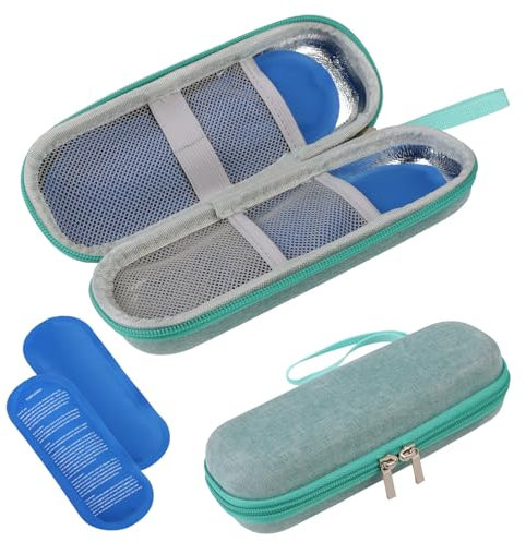 Tiryns Estuche Insulina Bolsa de Diabetico con 2 Bolsas de Hielo Nevera Medicamentos Portátil Maleta para Insulina de Viaje para Tomar Insulina y Otros Suministros Diabéticos (Verde)