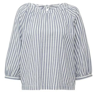 s.Oliver 2164646 Stripes Carmen Blouse, Azul Real, 36 Mujeres