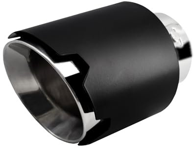 Simoni Racing Auspuffblende Rund/Schräg Matt-Schwarz+Edelstahl - Ø116xL170mm - Anschluß 42-74mm