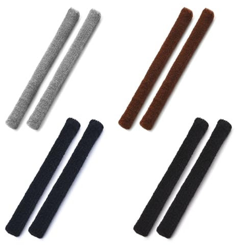 4 Pairs Anti-Slip Eyeglass Ear Grips - Soft Knitted Cotton Glasses Ear Cushions - Anti-Slip Ear Grips & Nose Pads for Eyewear, Sunglasses, Spectacles - Black, Navy Blue, Brown, Light Gray