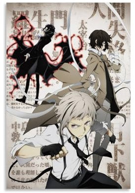 hoxaooi Bungou Stray Dogs Poster Anime Poster Für Zimmer, Ästhetische Leinwand-Wandkunst, Schlafzimmer-Dekor Poster 16x24inch(40x60cm)