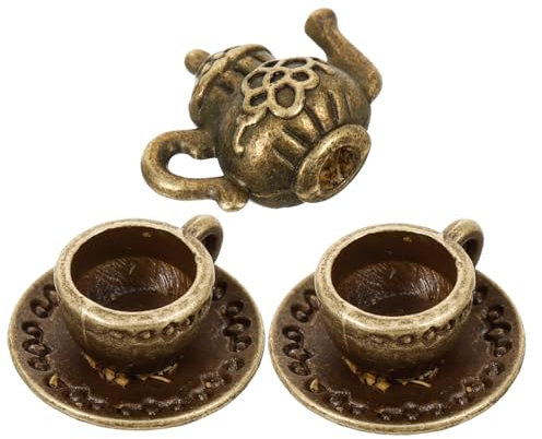 Tofficu 1 Set Set Dollhouse Tea Cup Dolly Mini Teapot Miniature Cups Tiny Teacup Dolls Little Mini Tea Pot Cute Miniature Tea Pot Pink Small Miniature and Cups Mini Metal Tea Cups Iron