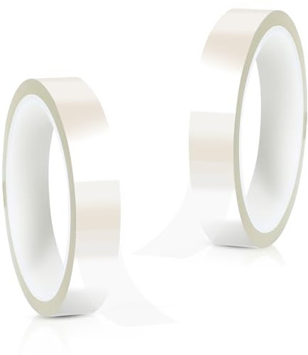 Yuomeaz Hitzebeständiges Klebeband 2 Rollen, 18 mm X 33 m Sublimation Klebeband Hitzebeständig, Kapton Tape Transparent für Diy Handwerk, Elektronische Leiterplatten
