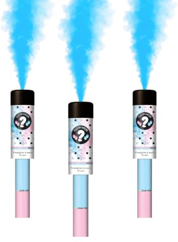 Zenda Club® - Juego de 3 humos (3 unidades, color azul a mano, para Gender Reveal, Baby Shower infantil, 45 segundos, de humo, con mecha, 48 horas