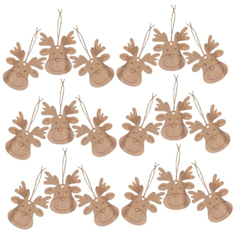 SOLUSTRE 30 Stück Weihnachtliche Hirschdekoration Schüttgut Ornament Basteln Sie EIN Rentiergeweih Rentierausschnitte Weihnachtsschmuck aus Holz Rentier-Ausschnitte Beige