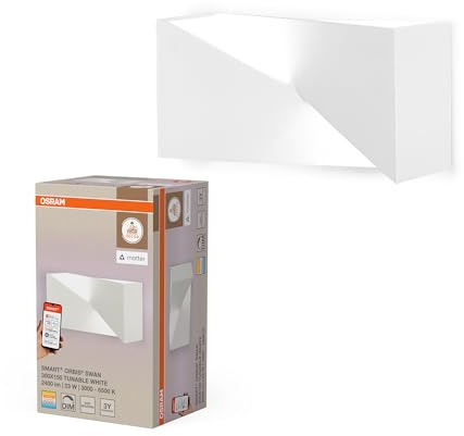 Osram SMART+ Matter Wall Swan LED Wandleuchte 300x150mm TW | SMART+ MATTER Wall Swan, Indoor Wall Lighting, Weiß, 30000 h, 1-Pack