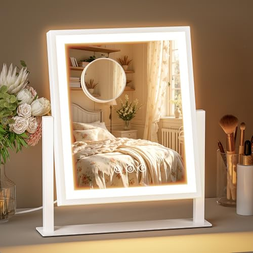 ZL ZELing Makeup Mirror with Lights, Vanity Lighted Light up Mirror,72 LED Dimmable 3 Color Light modes Touch Sensor Portable 25x30 cm